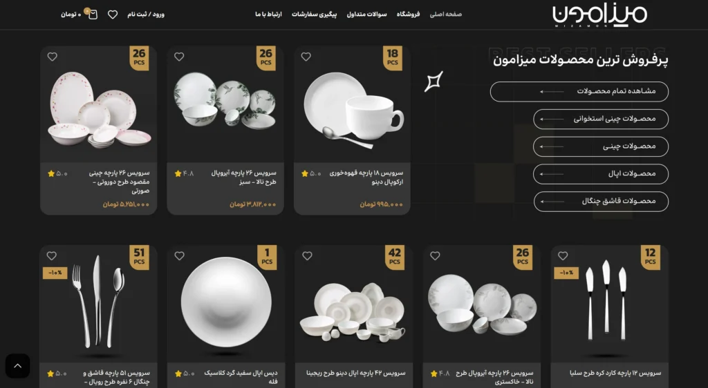 Design, Development, and E-commerce Management of Mizamon desktop project view
