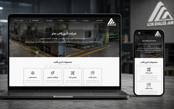 طراحی و پیاده‌سازی وب‌سایت شرکت آذین قالب جام
